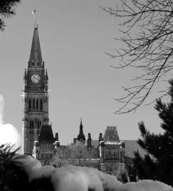 Photo de la Tour de la Paix en hiver