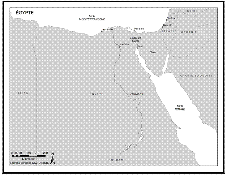 Carte de l’Égypte (Afrique du Nord)