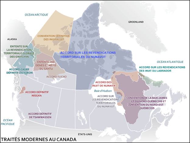 carte des Traités modernes au Canada