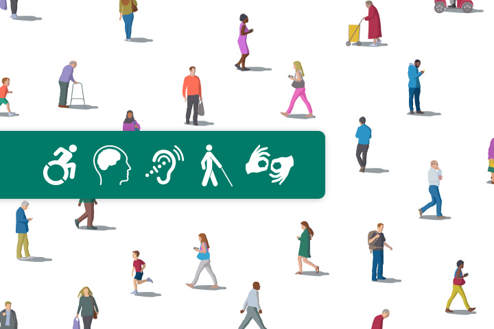 Icons showing the five barriers to accessibility