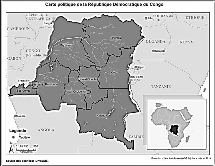 carte politique de la république démocratique du congo