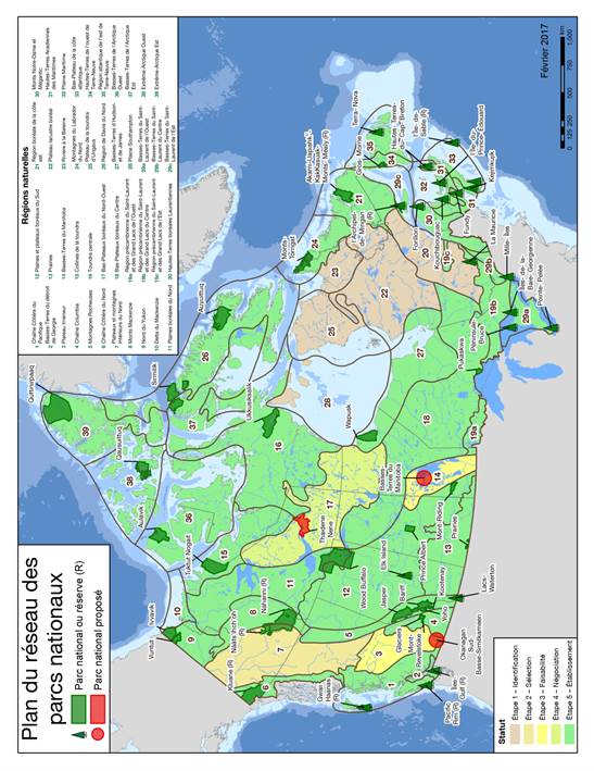 CROISSANCE DU RÉSEAU DE PARCS NATIONAUX ET DE RÉSERVES 
    DE PARCS NATIONAUX (RPN) DU CANADA (Février 2017)