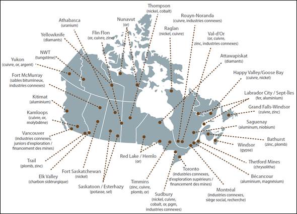 Figure 1 – Grappes de l’industrie minière canadienne
