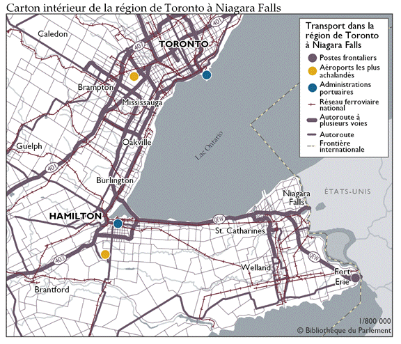 Figure 4 : Carton intérieur de la région de Toronto à Niagara Falls